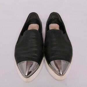 Miu Miu Leather Slip-On Sneakers | Silver Cap Toe